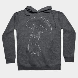 Boletus Mushroom White Lineart Hoodie